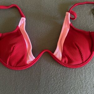 Coquette Red Pink Underwire Bikini Top Swimsuit